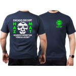 CHICAGO FIRE Dept. HAZ MAT Incident Team green, navy T-Shirt