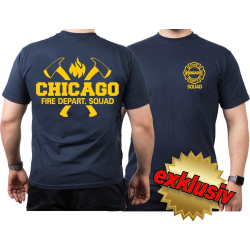 CHICAGO FIRE Dept. axes and flames SQUAD in yellow, navy...