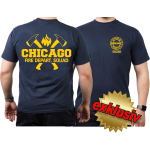 CHICAGO FIRE Dept. axes and flames SQUAD en yellow, azul marino T-Shirt