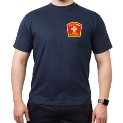 T-Shirt azul marino, Boston Fire Dept., yellow/red emblem...