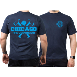 CHICAGO FIRE Dept. axes and flames blue, marin T-Shirt
