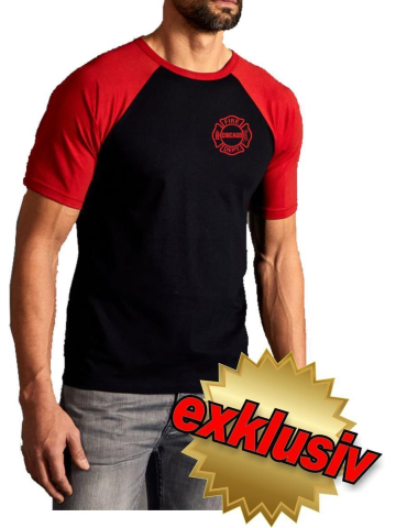 CHICAGO FIRE Dept. Emblem on front, nero/red T-Shirt