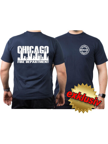 CHICAGO FIRE Dept. Skyline, azul marino T-Shirt, L