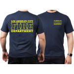 T-Shirt blu navy, Los Angeles City Fire Department, neon yellow