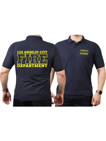 Polo azul marino, Los Angeles City Fire Department, neon yellow
