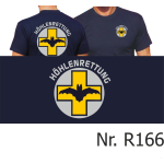 T-Shirt navy, HÖHLENRETTUNG gelbes Kreuz und Fledermaus