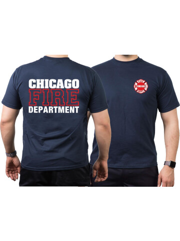 CHICAGO FIRE Dept. Standard white/red, navy T-Shirt 3XL