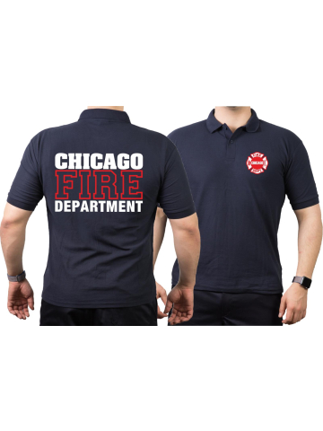 CHICAGO FIRE Dept. Standard white/red, azul marino Polo
