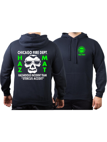 CHICAGO FIRE Dept. HAZ MAT Incident Team, green, blu navy Hoodie