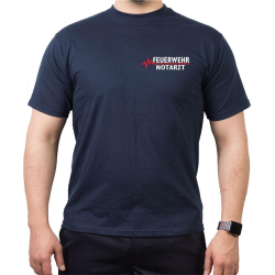 T-Shirt navy, FEUERWEHR - NOTARZT mit roter EKG-Linie...
