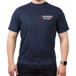 T-Shirt blu navy, FEUERWEHR - medico di emergenza con rosso EKG-linea (auf Brust)
