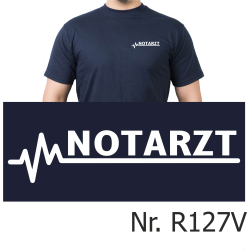 T-Shirt navy, NOTARZT mit weißer EKG-Linie (auf Brust)