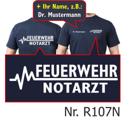 T-Shirt marin, FEUERWEHR - docteur urgentiste...