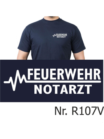 T-Shirt navy, FEUERWEHR - emergency doctor (auf Brust)