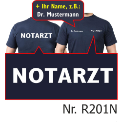 T-Shirt navy, NOTARZT, Schrift wei&szlig; (beidseitig)...