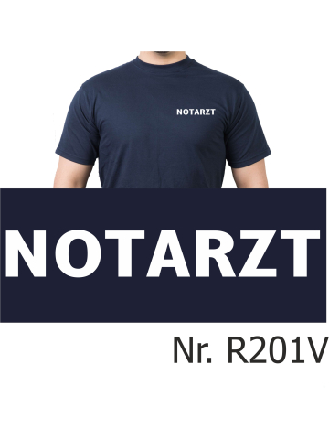 T-Shirt blu navy, medico di emergenza, font bianco (auf Brust)