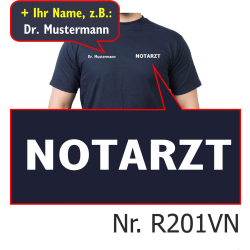 T-Shirt blu navy, medico di emergenza, font bianco (auf...