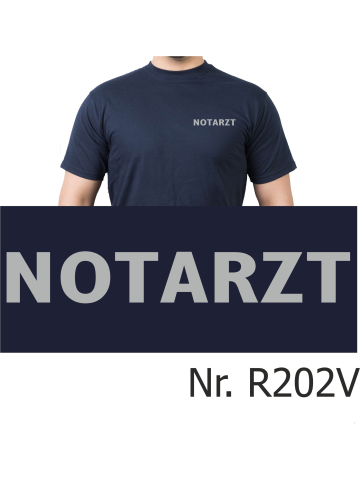 T-Shirt navy, NOTARZT, Schrift silber (auf Brust)