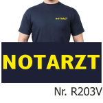 T-Shirt navy, emergency doctor, font neonyellow (auf Brust)