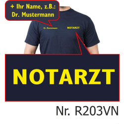 T-Shirt navy, emergency doctor, font neonyellow (auf...