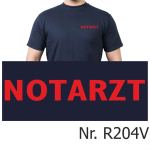T-Shirt blu navy, medico di emergenza, font rosso (auf Brust)