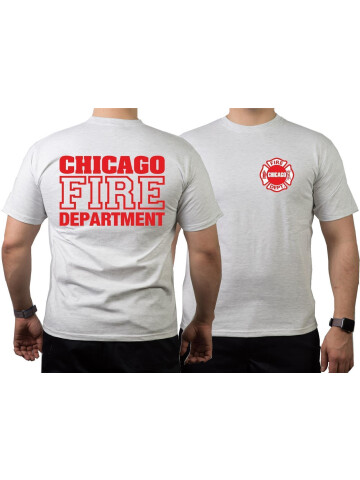 CHICAGO FIRE Dept. rote Schrift, ash T-Shirt, M