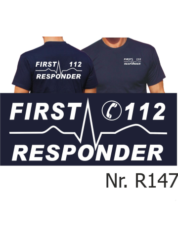 T-Shirt blu navy, FIRST RESPONDER 112