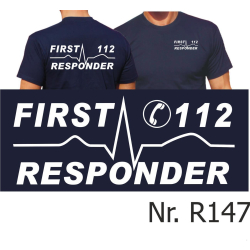 T-Shirt blu navy, FIRST RESPONDER 112