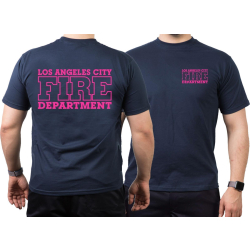T-Shirt navy, Los Angeles City Fire Department, neon pink