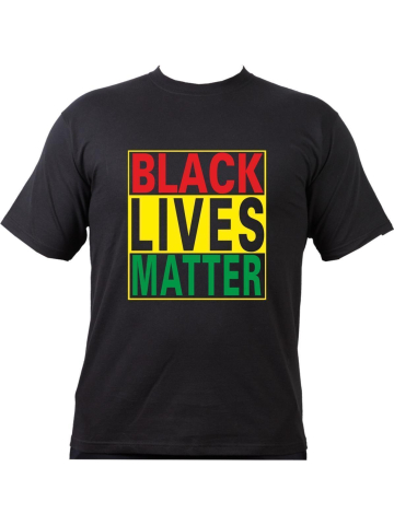 T-Shirt noir, noir LIVES MATTER red-yellow-green