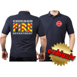 CHICAGO FIRE Dept. (rot-gelb-Schraffur), navy Polo