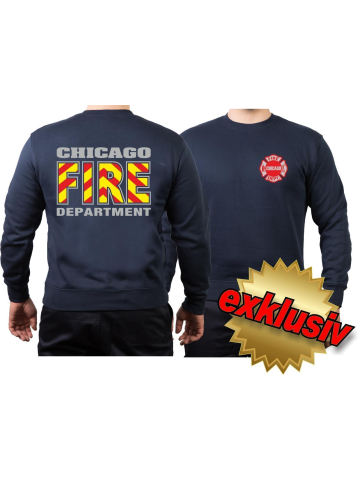 CHICAGO FIRE Dept. (red-yellow-hatching), navy Sweat