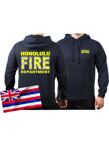 Hoodie navy, Honolulu Fire Dept. (Hawaii) (silber-neongelb)