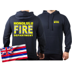 Hoodie azul marino, Honolulu Fire Dept. (Hawaii) (plata-neonamarillo)
