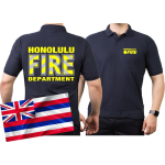 Polo blu navy, HONOLULU FIRE Dept. (Hawaii) (argento-neongiallo)
