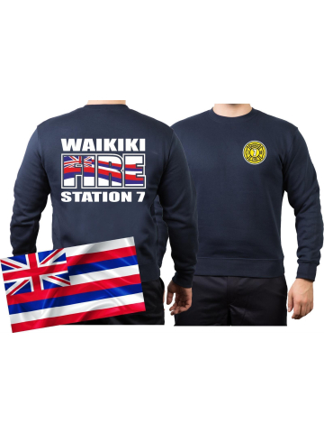 Sweat blu navy, WAIKIKI FIRE Station 7, Honolulu (Hawaii)