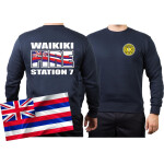 Sweat azul marino, WAIKIKI FIRE Station 7, Honolulu (Hawaii) S