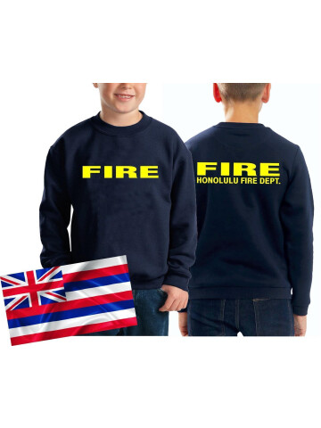 Kinder-Sweat azul marino, Honolulu Fire Dept. (Hawaii), neonamarillo 104 (3-4 Jahre) S