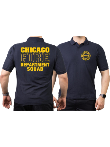 CHICAGO FIRE Dept. SQUAD, blu navy Polo