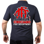 CHICAGO FIRE Dept. Skyline old Emblem, blu navy Polo