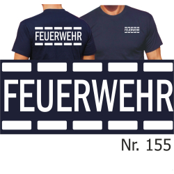 T-Shirt navy, FEUERWEHR im Polizeidesign in wei&szlig;...
