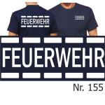 T-Shirt marin, FEUERWEHR im Polizeidesign dans blanc