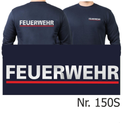 Sweat marin, FEUERWEHR argent avec rouge déshabiller
