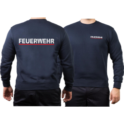Sweat navy, FEUERWEHR silver with red stripe