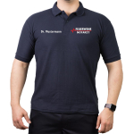 Polo navy, FEUERWEHR - emergency doctor with red EKG-line and name
