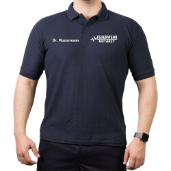 Polo navy, FEUERWEHR - emergency doctor with EKG-line and name