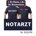 Polo navy, emergency doctor in white with name