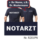 Polo blu navy, medico di emergenza nel bianco con nomi