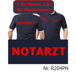 Polo navy, NOTARZT in rot mit Namen