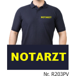 Polo navy, NOTARZT in neongelb (Brustdruck)